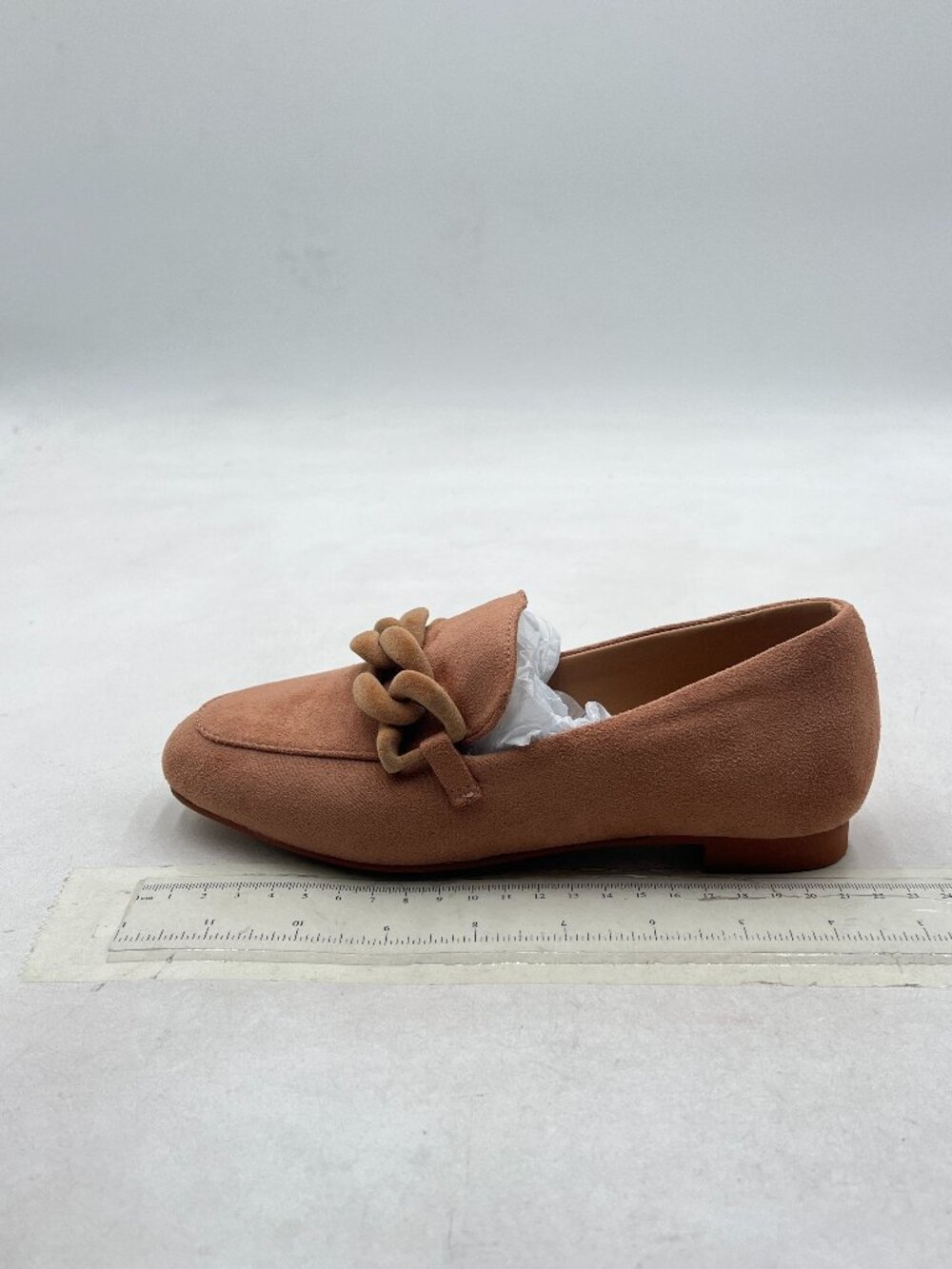 Nude Women Chain Closed Toe Loafers Slip on Comfy Flats Low Heel Dress Shoes